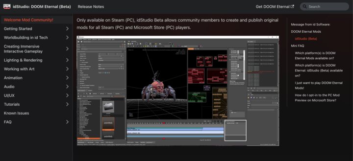 Screenshot of IdStudio for Doom Eternal Documentation